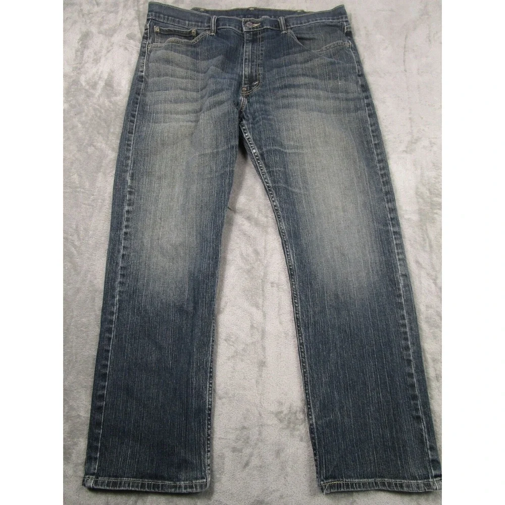 Levis 505 Jeans Mens 38x30 Blue Denim Distressed Pockets Cotton Modern